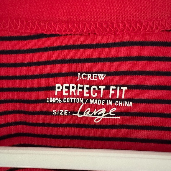 J Crew Red & Navy Striped Cardigan, Size Large - Picture 2 of 4